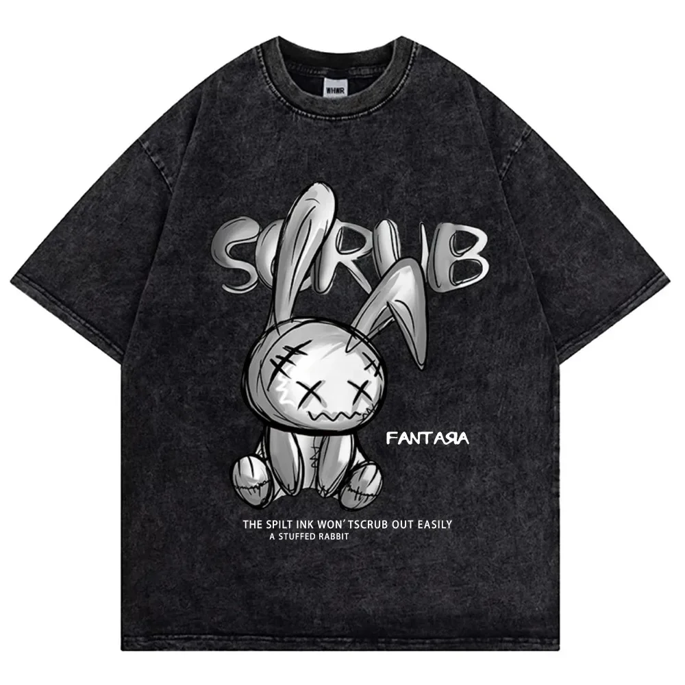 Oversized Skeleton T-shirt Gothic Skull Retro Short-sleeved Anime Tshirt Hip Hop Vintage Tshirts Top Men O-neck Cotton T Shirts