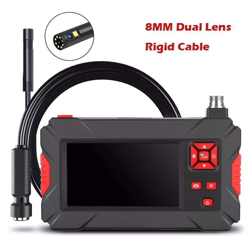 

Dual Lens Industrial Endoscope Camera 4.3" IPS Screen HD1080P 8mm 5.5mm Car Inspection Borescope IP68 Waterproof LEDs 2600mAh
