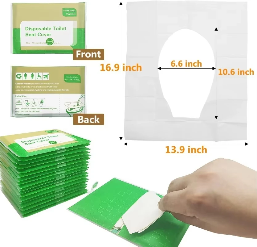 Toilet Seat Cover Biodegradable Disposable Portable Travel Camping Hotel Bathroom Soluble Water Toilet Pad Eco-Friendly