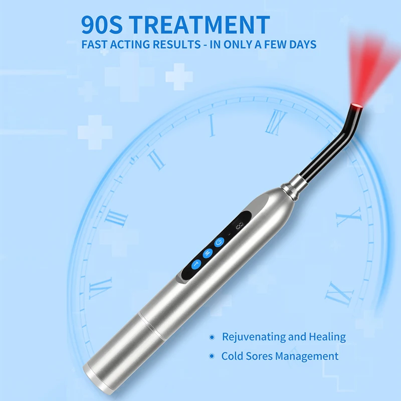 Cold Sore Laser Light Therapy Device Canker Sore Treatment Infrared Wand for Mouth Nose Ear Knee Feet Hands Ankle Skin Care