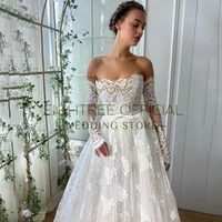 Eightree Elegant A-Line Wedding Dresses 2025 Strapless Applique Lace Long Wedding Gowns Boho Bridal Ball Prom Dress Customized 2