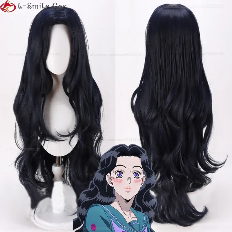 

Anime JoJo's Bizarre Adventure Yamagishi Yukako Cosplay Wig 95cm Black Purple Curls Heat Resistant Hair Party Wigs + Wig Cap