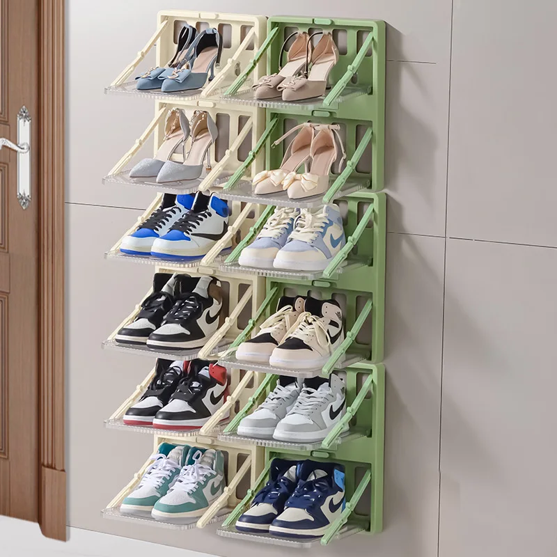 

Hanging Shoe Rack on Wall Foldable Space-saving Shoe Stand Holder Storage Organizers Slit Rack Footwear shelf Narrow Behind Door