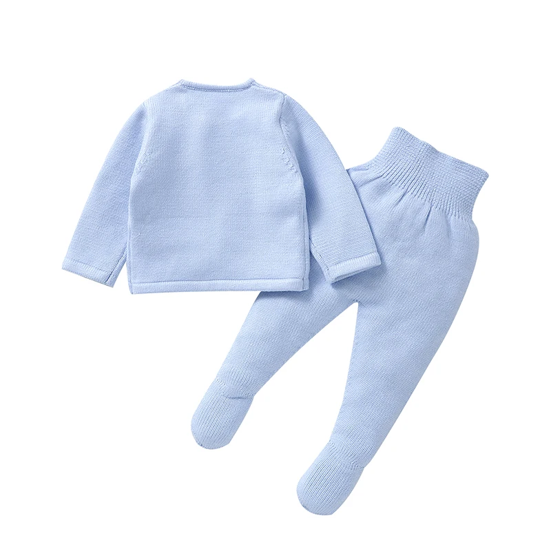 Winter Baby Girls Pure Color Outfits Autumn Infant Pink Long Sleeve Knit Sweaters Coats+Trousers Clothes Sets Toddler 2pcs Suits 2