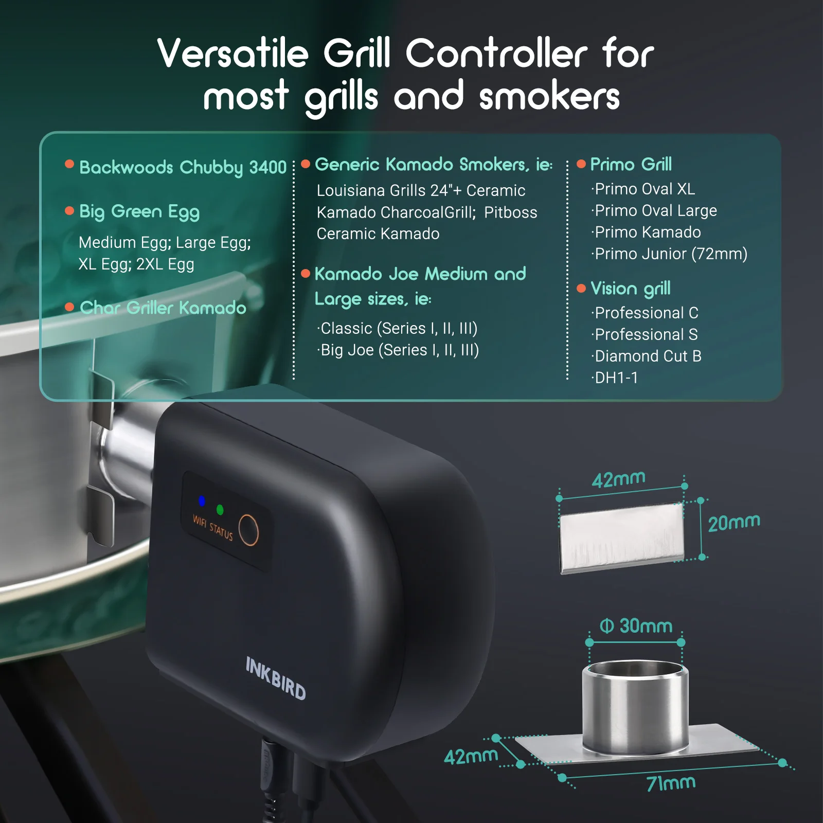 Automatic Smoker Fan Controller ISC-027BW Wi-Fi Bluetooth BBQ Temperature Contro