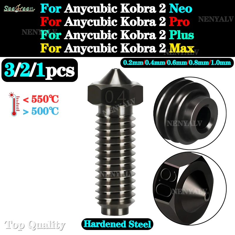 

For High Flow High Precision For Anycubic Kobra 2 Neo Volcano Nozzle 0.4mm Brass Nozzles Hard Steel For Anycubic Kobra 2 pro