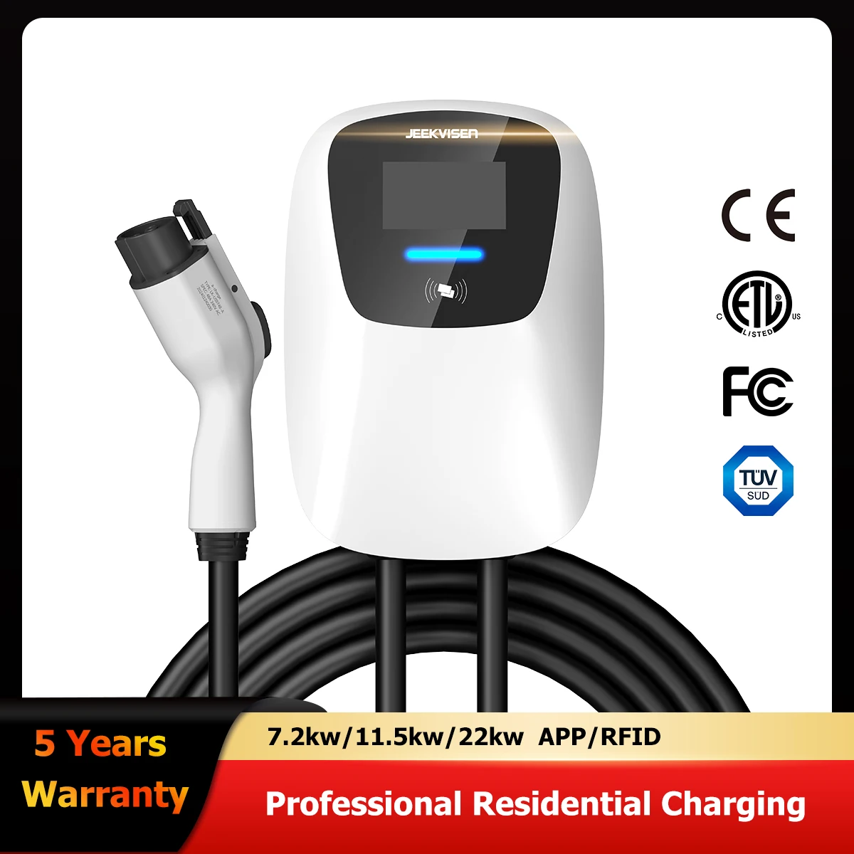 Jeekvisen 16A-32A-48A 7KW 11KW 22KW EV Charger Wallbox EV Charging Stations Electric Vehicle Charger  Level 2 J1772