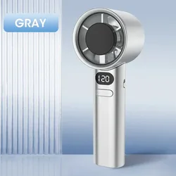 Compact High - Speed Portable Fan with Power Display and USB Rechargeable Feature - USB Type - C (Silver)