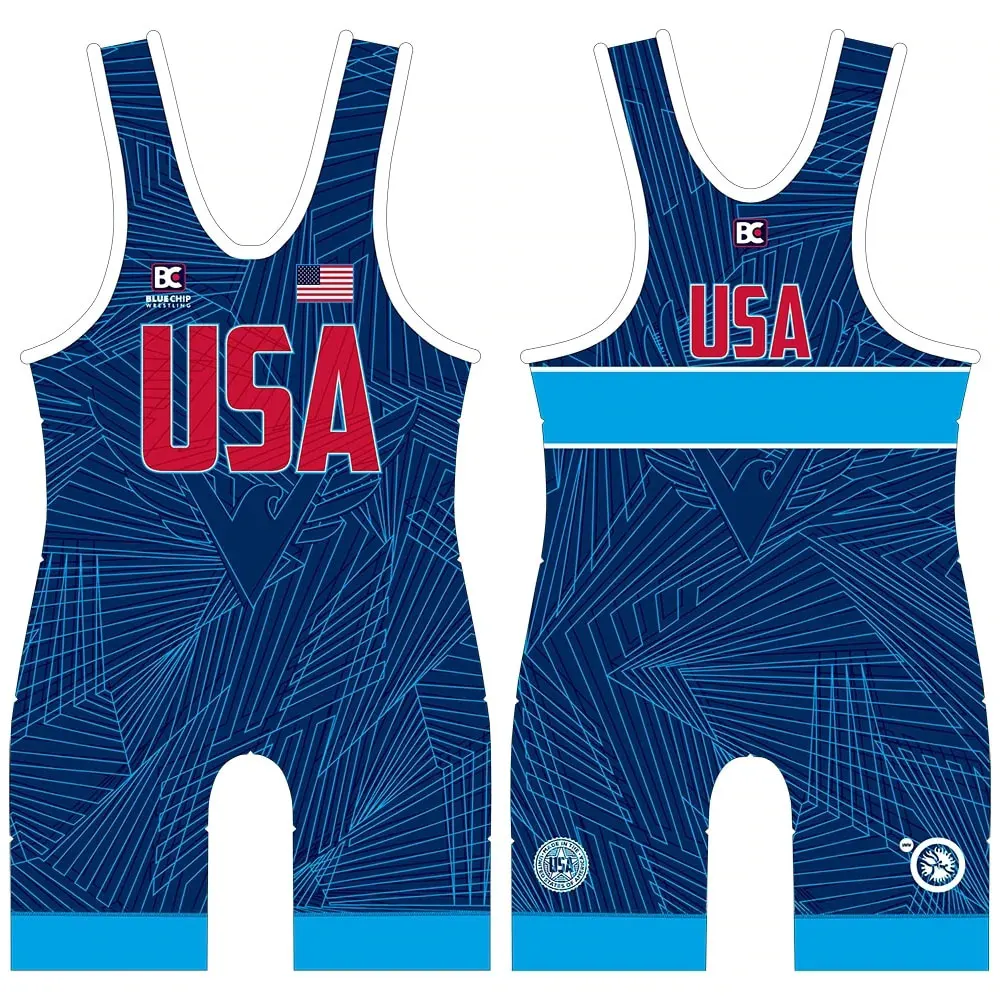 Usa Professional Coverall Training Competition Freestyle Wrestling Suits High Elastic Men's Gymnastics Wrestling Outfit