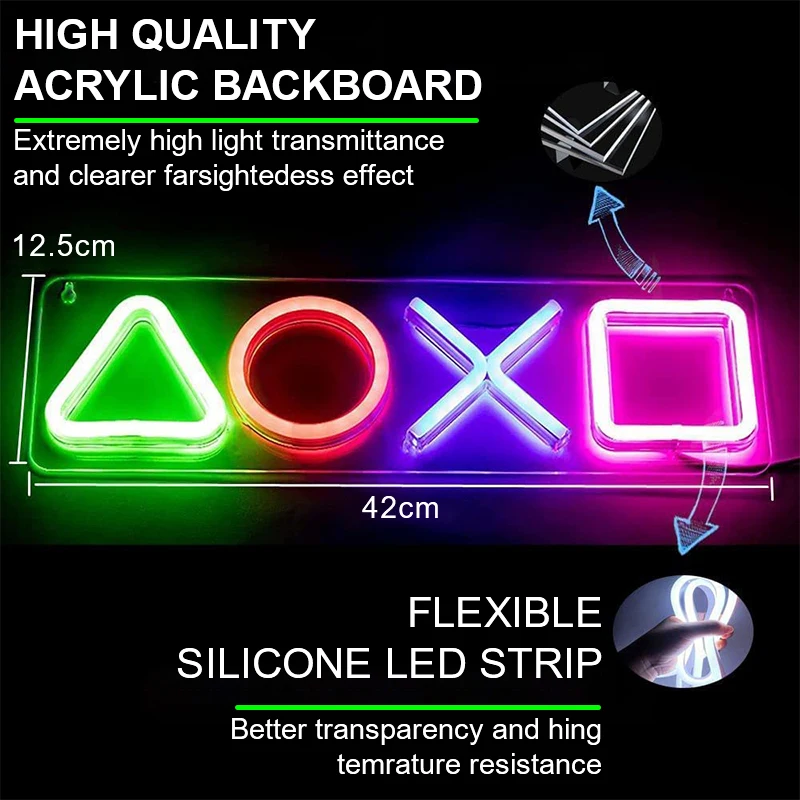 Led Neon Light Game Icon Sign Lamp USB Charging Wall Hanging Atmosphere Night Light For PS4 Game Room Decor Neon Signs Gift