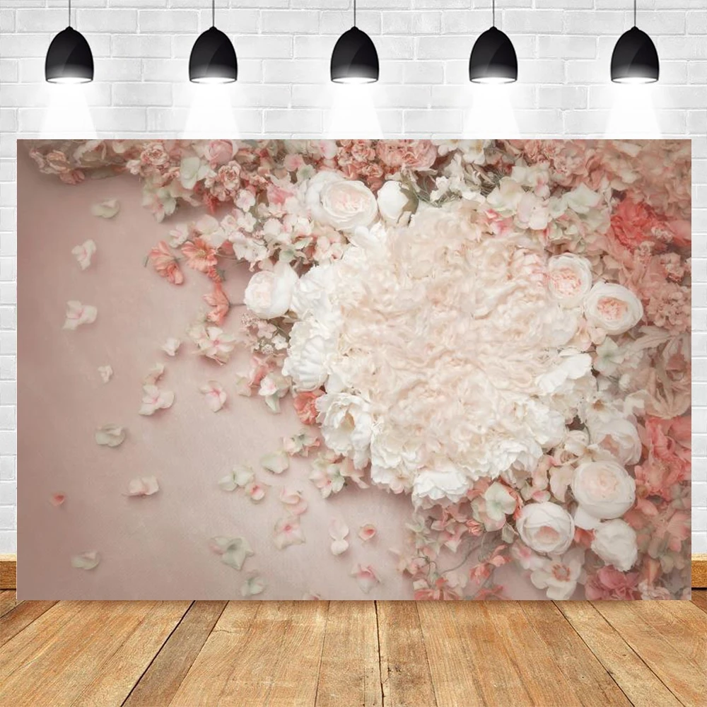 Newborn Backdrop Baby Shower Spring Flower Wood Floor Swing Birthday Background Sleeping Baby Portrait Backdrops Photo Studio photo backdrop