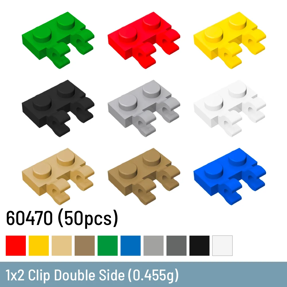 

50 Pcs / Lot DIY Building Blocks Size Compatible With 60470 Plastic 1x2 Clip Double Side Toys for Children