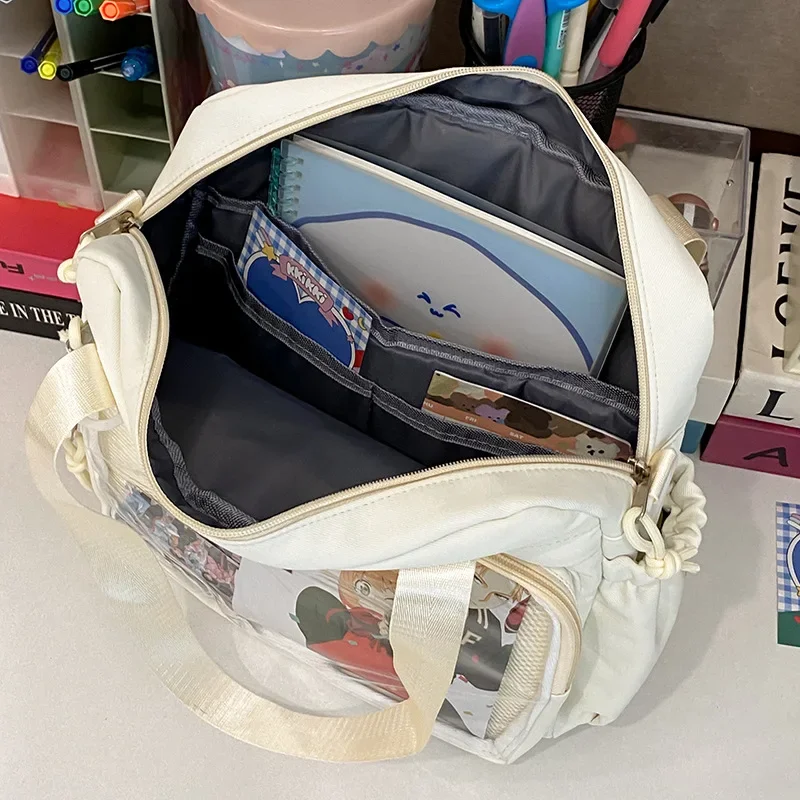 Y2K Japanese Preppy Style Shoulder Crossbody Bag New Nylon School Bags for Teenage Girls Transparent Itabag Backpacks Ita Bag