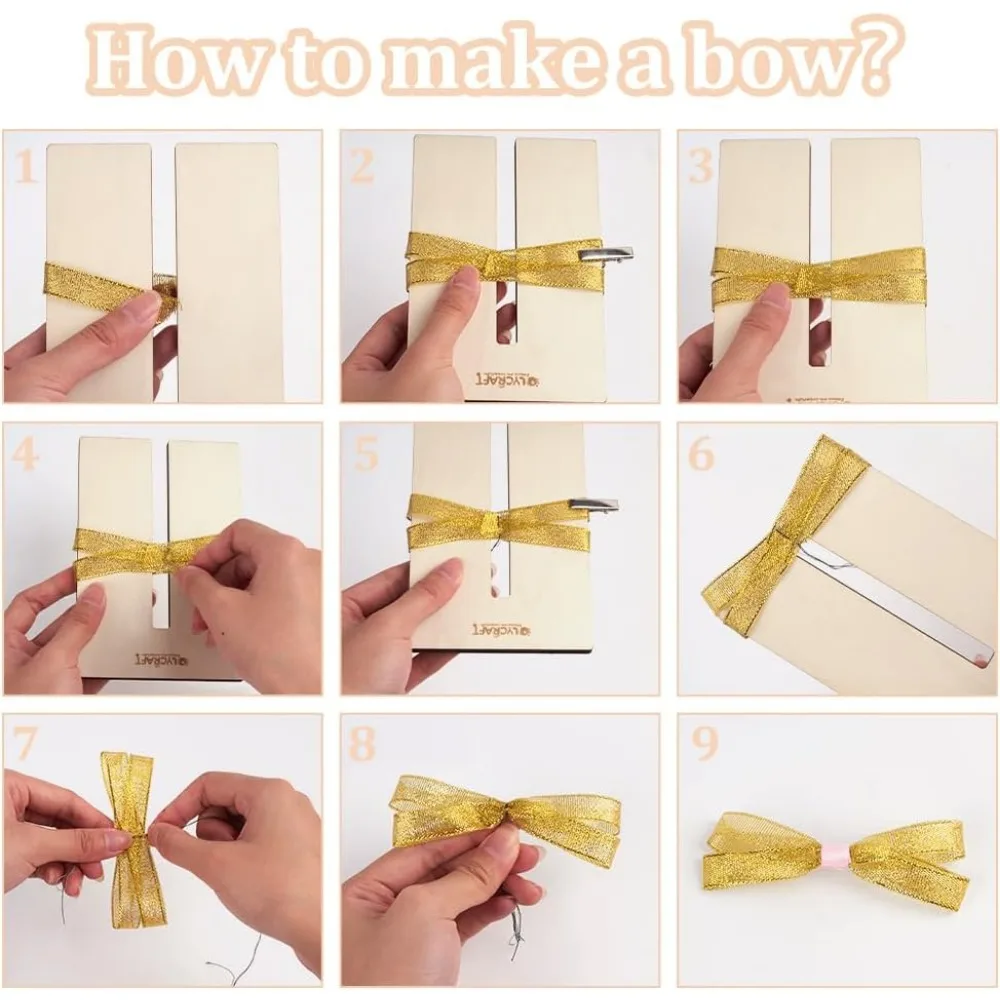 6Pcs 6 Sizes Wood Bow Maker Templates Bowknot DIY Craft Tool for Ribbon