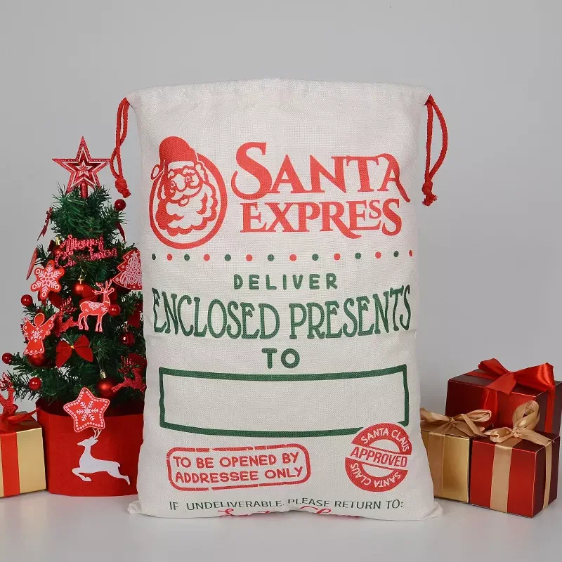 10pcs/Lot 50cm x 68cm Linen Blank Santa Sacks Bag Personalized Christmas Gift Bag Festive Party Supplies Factory