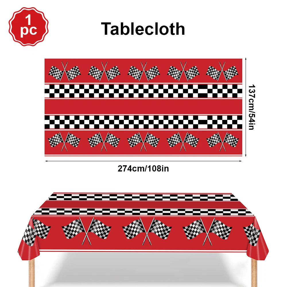 50 Stück Schwarz-weiß Karierte Pappteller 18cm - Rennwagen Design Für Mottopartys & Geburtstage