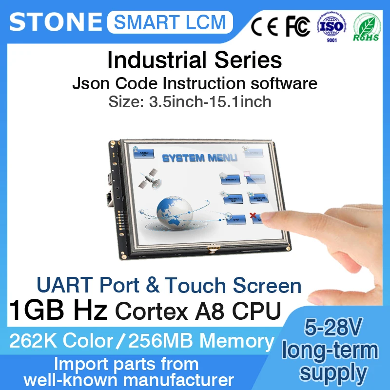 

5-дюймовый RS232 RS485 MCU-интерфейс промышленный сенсорный экран монитор с открытой рамкой ЖК-дисплей