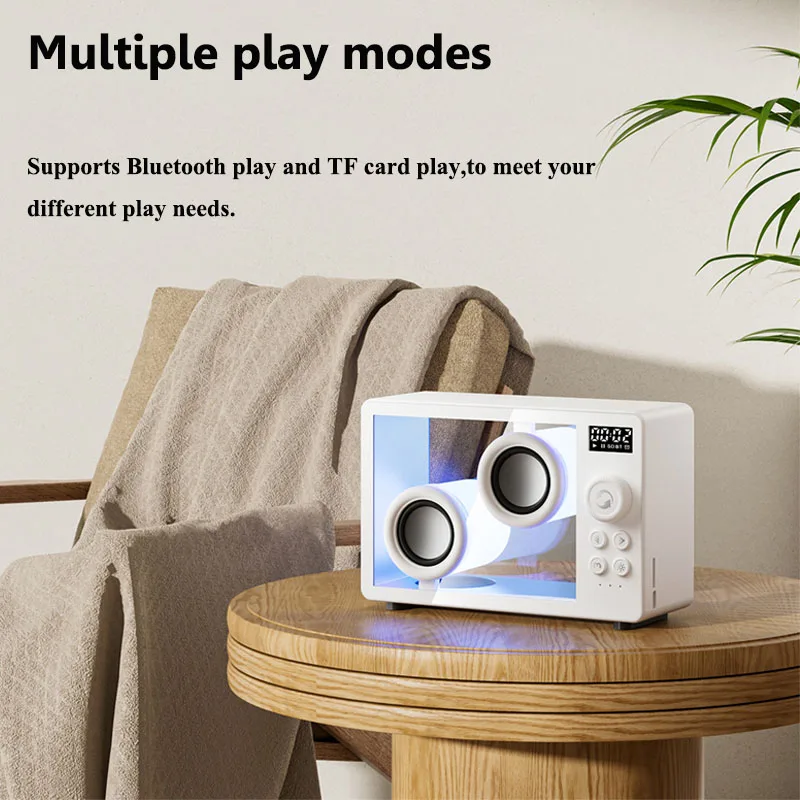 Mini Transparent Bluetooth Speaker Wireless Powerful Bass Music Box Soundbar with Colorful Atmosphere Light Support TF Card Play