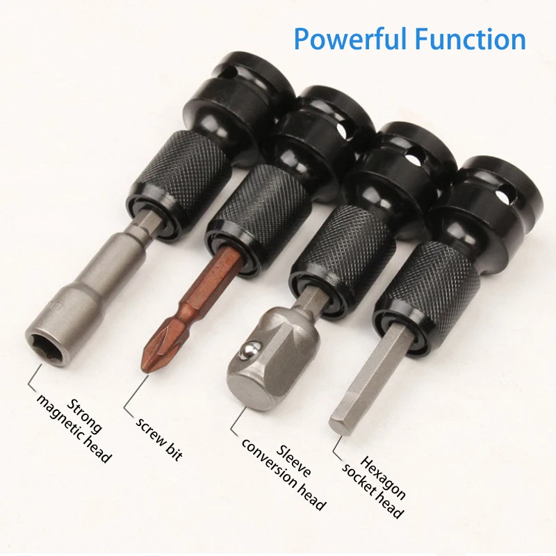 1/2 Inch Square To 1/4 Inch Hex Ratchet Socket Impact Wrench Socket Set Adapter Spanner Drive Converter Quick Release Tools 6