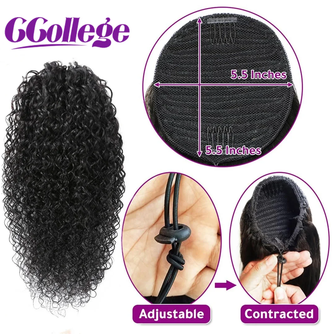 College Drawstring Curly Ponytail Human Hair Extensions for African Women Afro Kinky Curly Hair Pieces 8-30 Inches human hair extensions