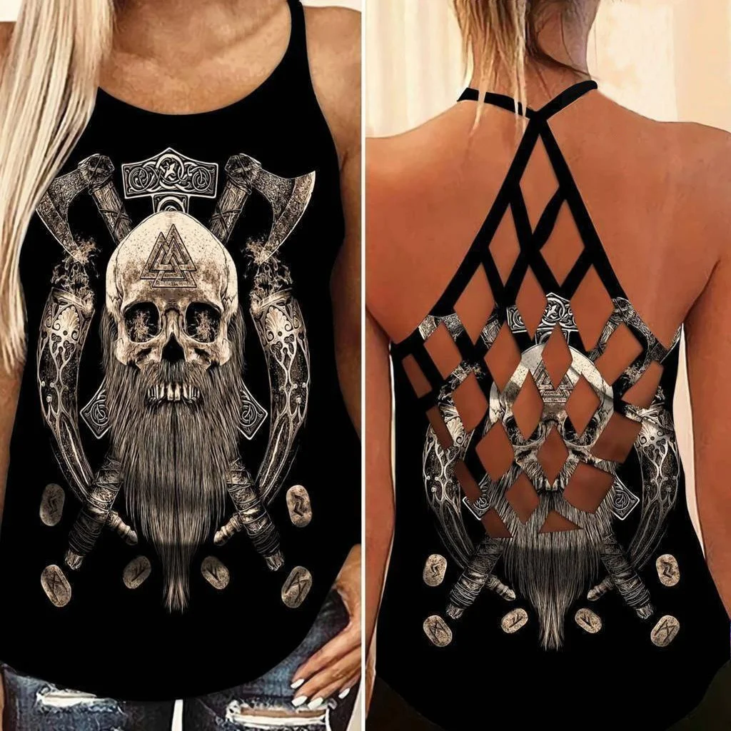 

Viking Cross Open Back Camisole Tank Top Summer Vest XS-8XL