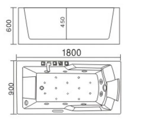 Luxury Freestanding Acrylic Outdoor Hot Tub Designed Rectangle Bathroom Pool Spa Whirlpool Soaking Massage Bathtub