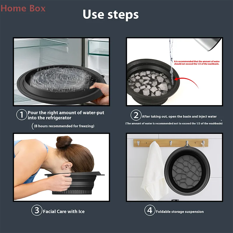 Face Ice Bath Bowl, pieghevole per il viso, gelato con vassoio per cubetti di ghiaccio integrato, portatile, per alleviare il gonfiore, per uso domestico o in viaggio (viola