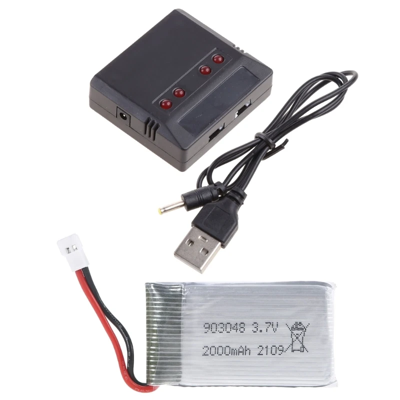 3.7V 2000mAh Lipo Battery 903048 Li-ion Battery/Charger RC Quadcopter Repair Spare Parts for KY601S H11D H11C RC Drones