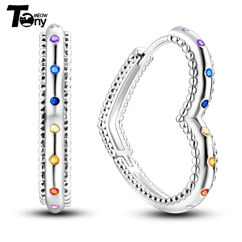 925 Sterling Silver Hoop Earrings For Women Star Moon Paint Feather Musical Note Colorful Zircon Fashion Earrings Women Gift