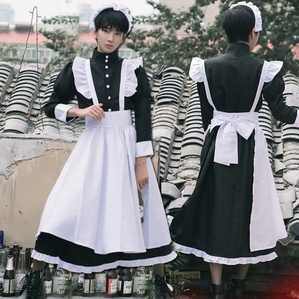 

Women Maid Outfit Long y2k Apron Dress Lolita Dresses Men Clothes Unisex Cafe Costume Cosplay Anime Costumes Jujutsu Kaisen