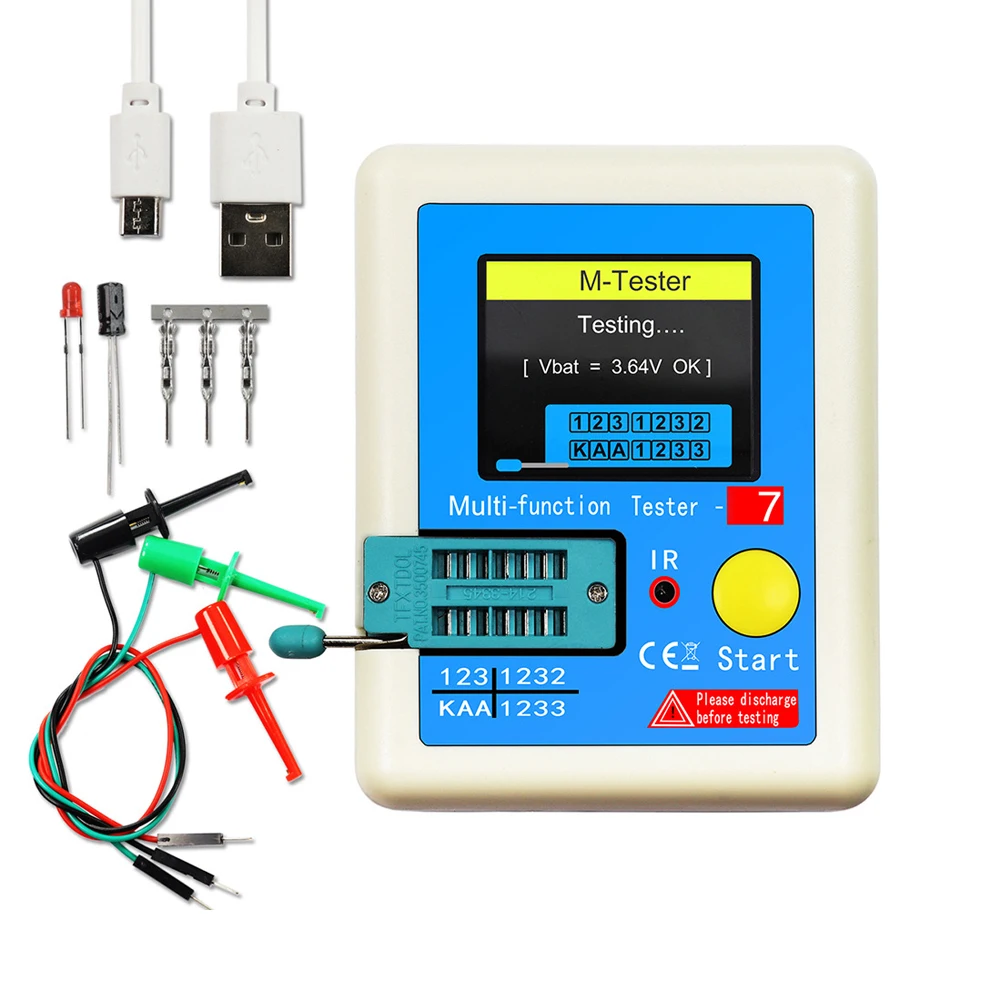 LCR-T7 Multi-function Transistor Tester Multimeter for Diode Triode MOS/PNP/NPN Capacitor Resistor Transistor Battery Measure transistor tester