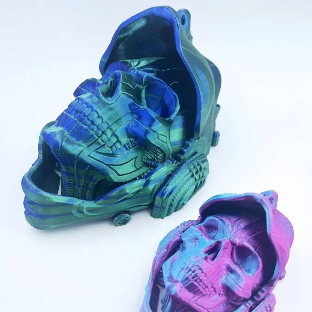 Funny Machined 3D Printing Mask Model Pla Flip Skull Mask Model Colorful Action Doll Accessories Knight Mask Toy Halloween Gift