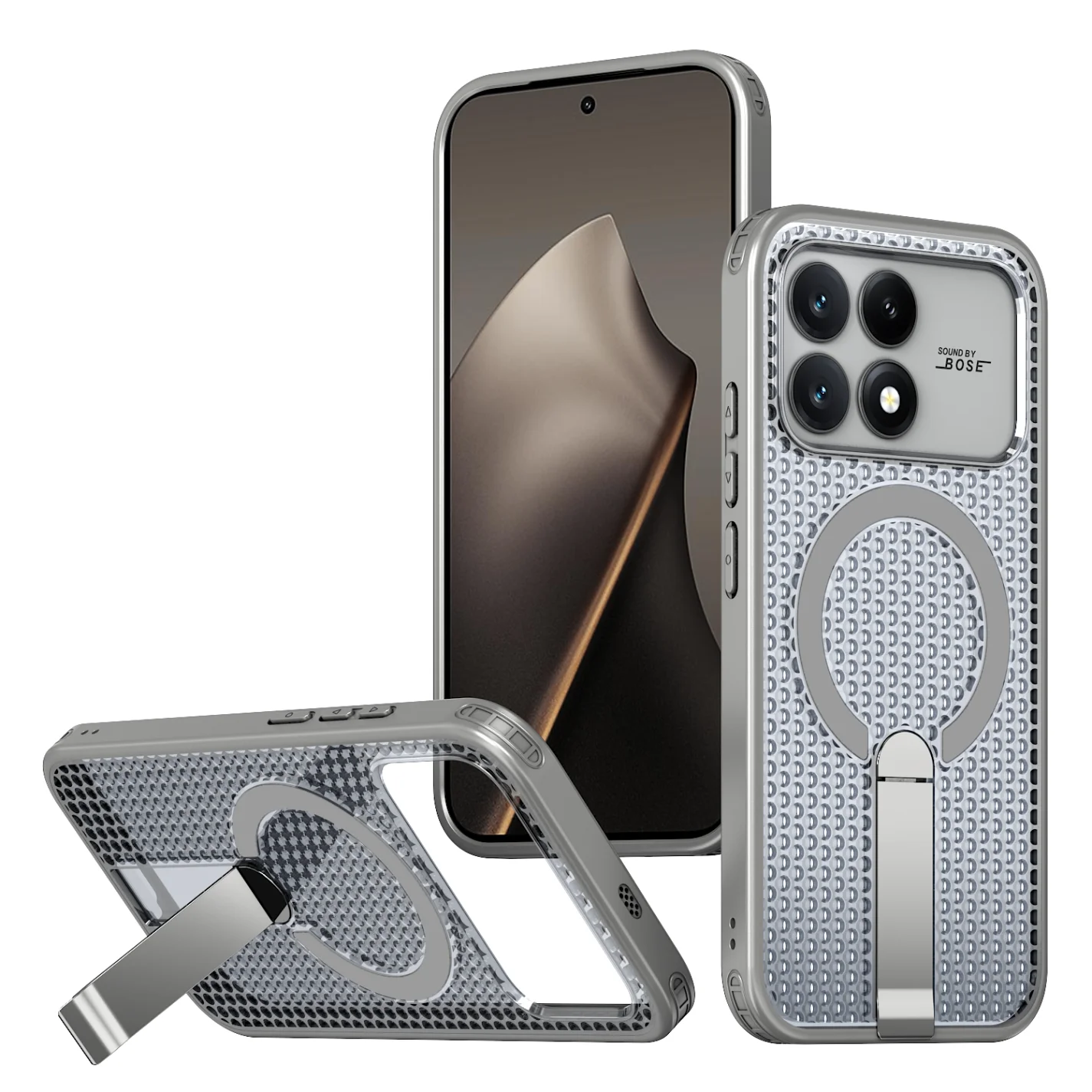 Magsafe Magnetic Heat Dissipation Kickstand Honeycomb Shockproof Phone Case