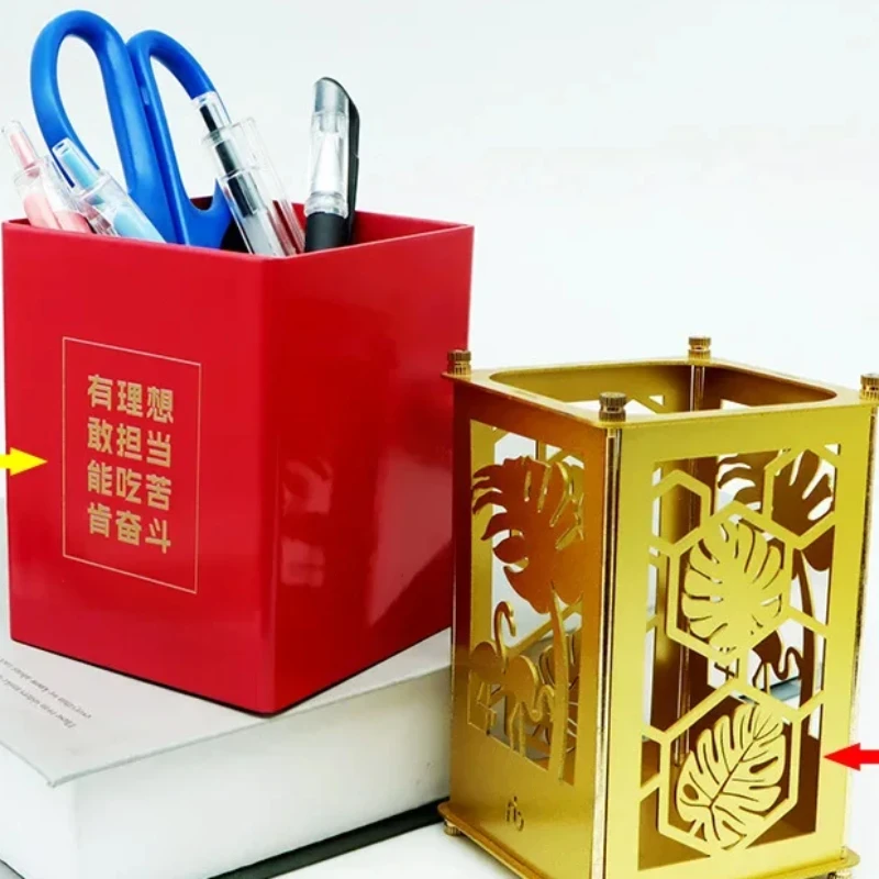 

Simple Scandinavian Style Hollow Metal Pen Container Students Desktop Organizer Diy Pen Container Iron Creative Office Supplies