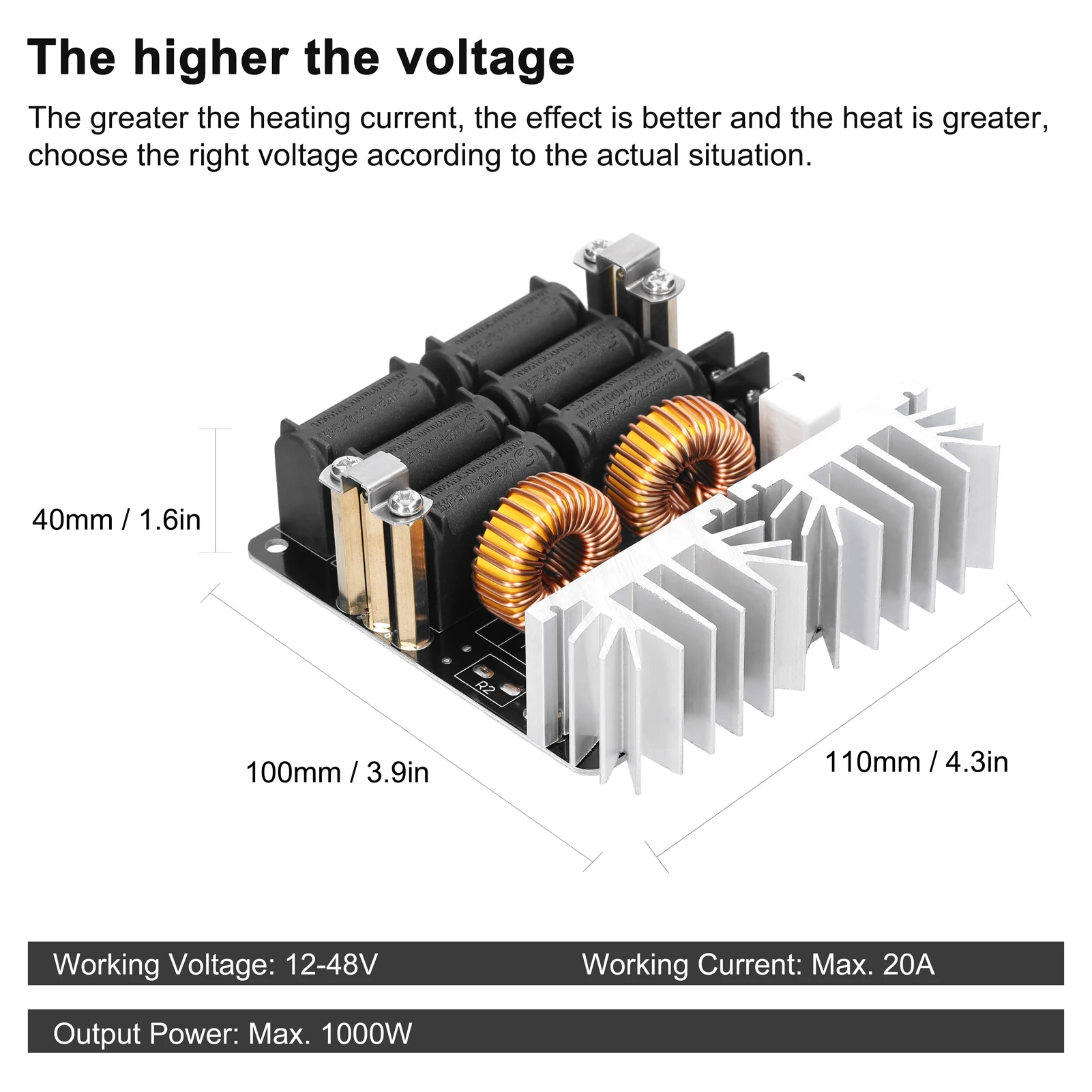 1000W ZVS Induction Heating Board Module Voltage Coil Flyback Driver with Copper Tube for DIY Small Parts Hardening Annealing induction heater