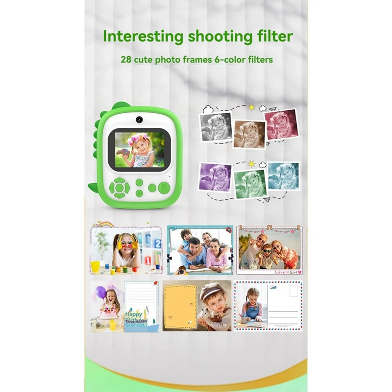 Kids Camera Instant Print Mini Printer 2.4 Inch Screen 12MP 1080P HD Video Camera Kids Instant Digital