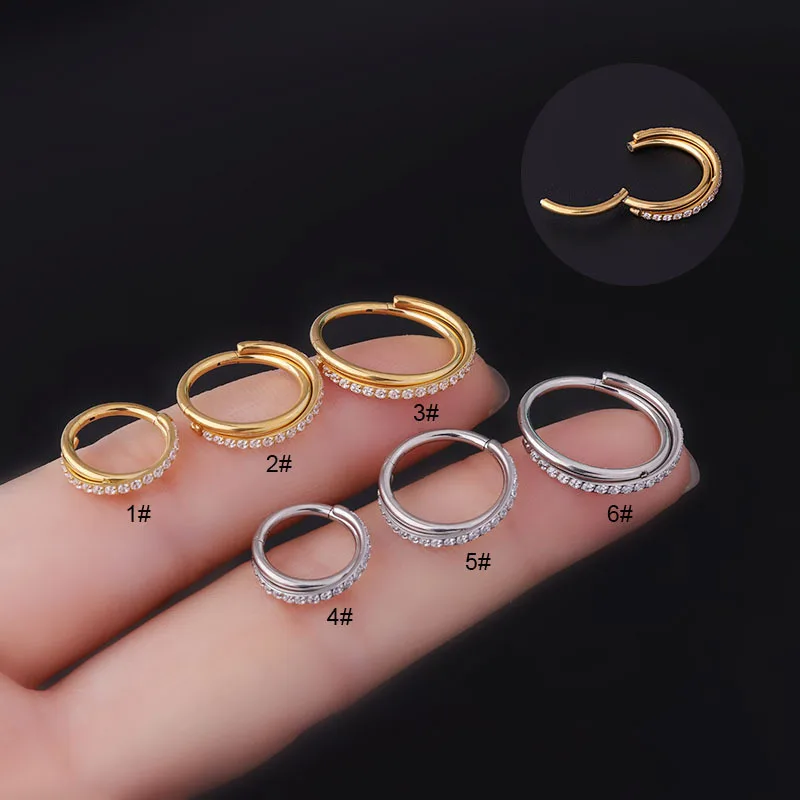 

1PC G23 Titanium Piercing Hinged Earrings Nose Rings Septum Cross Zircon Clicker Tragus Cartilage Helix Conch Piercing Jewelry