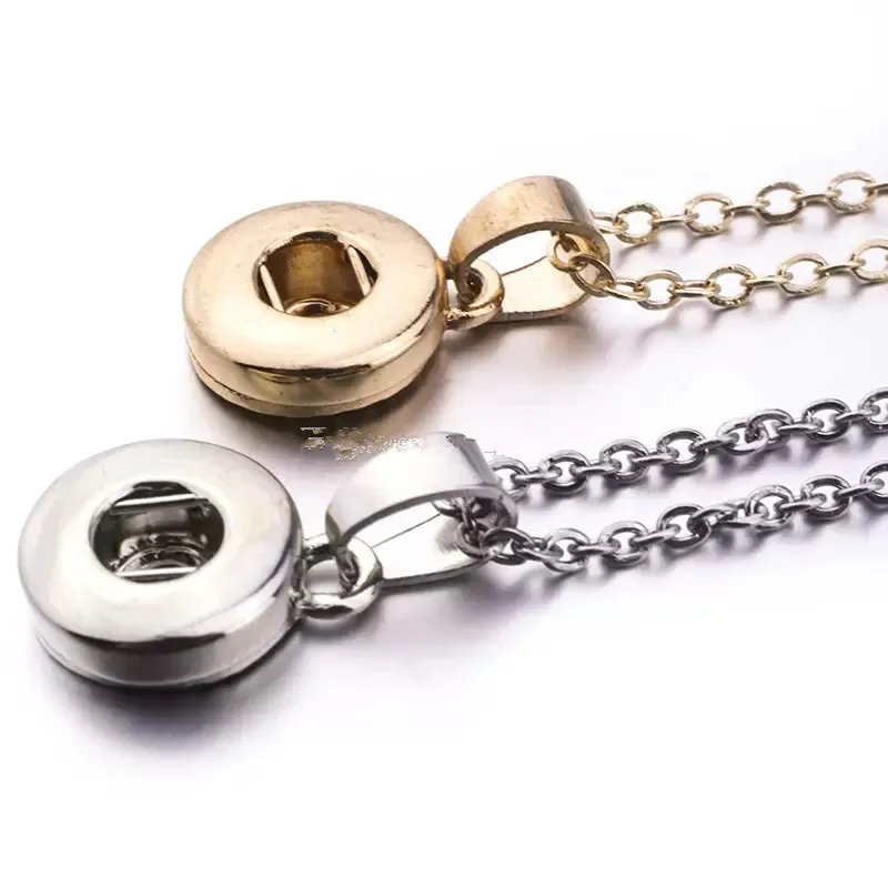 20pcs Simple Silver Gold Colors 12mm 18mm Snap Button Necklace For Women Men  Snaps Buttons Jewelry