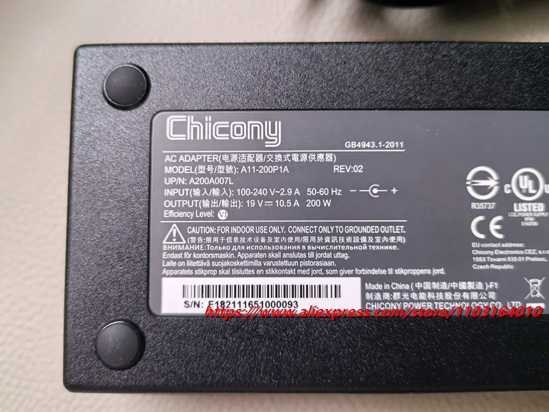 Original Chicony A11-200P1A 19V 10.5A 200W AC Adapter Charger For