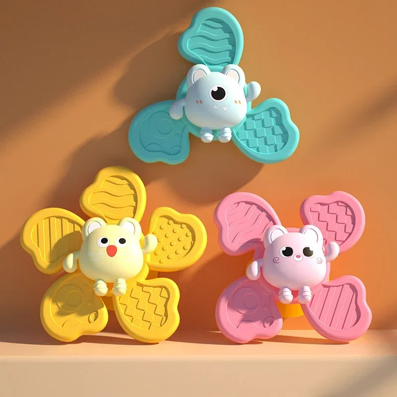 1 PC Kids Rotating Spinner Bath Toys Stress Relief Toy Baby Bathing Sucker Spinner Cartoon Rattles Teether Child Fidget Toy 5