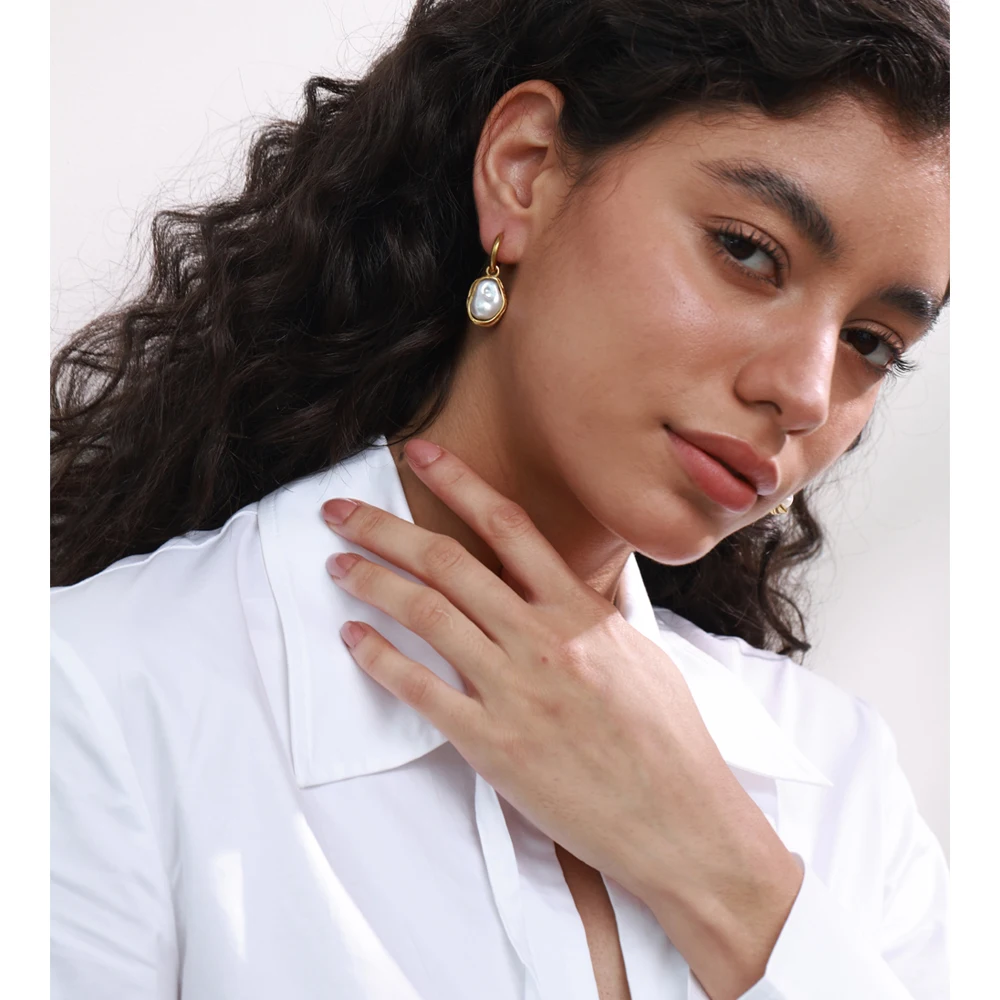 Yhpup Baroque Imitation Pearls Drop Dangle Earrings for Women