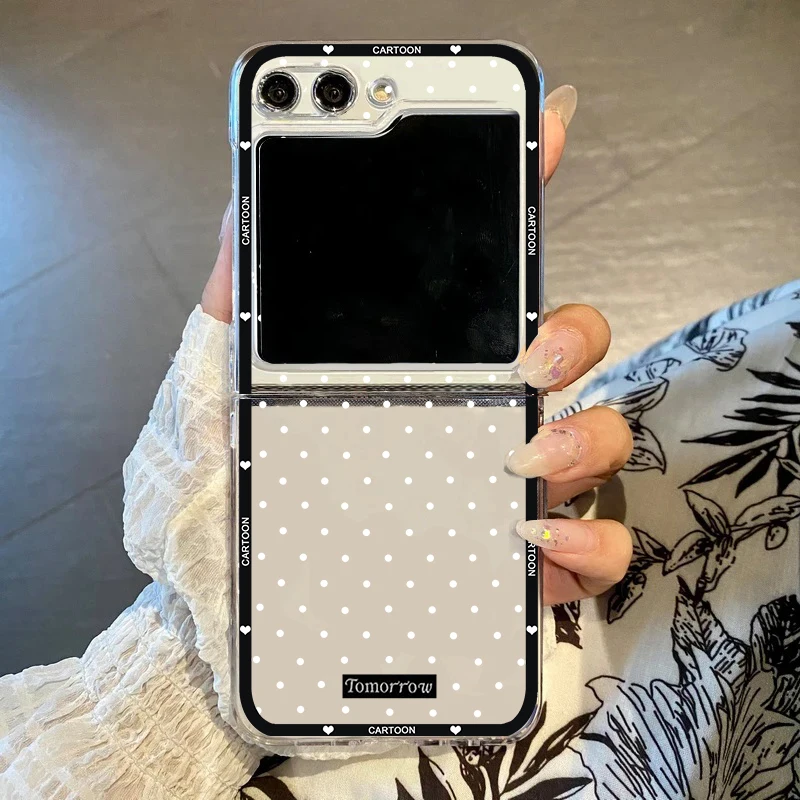 Chic Korean Polka Dot Clear Hard Folding Phone Case - Fresh & Lovely Design