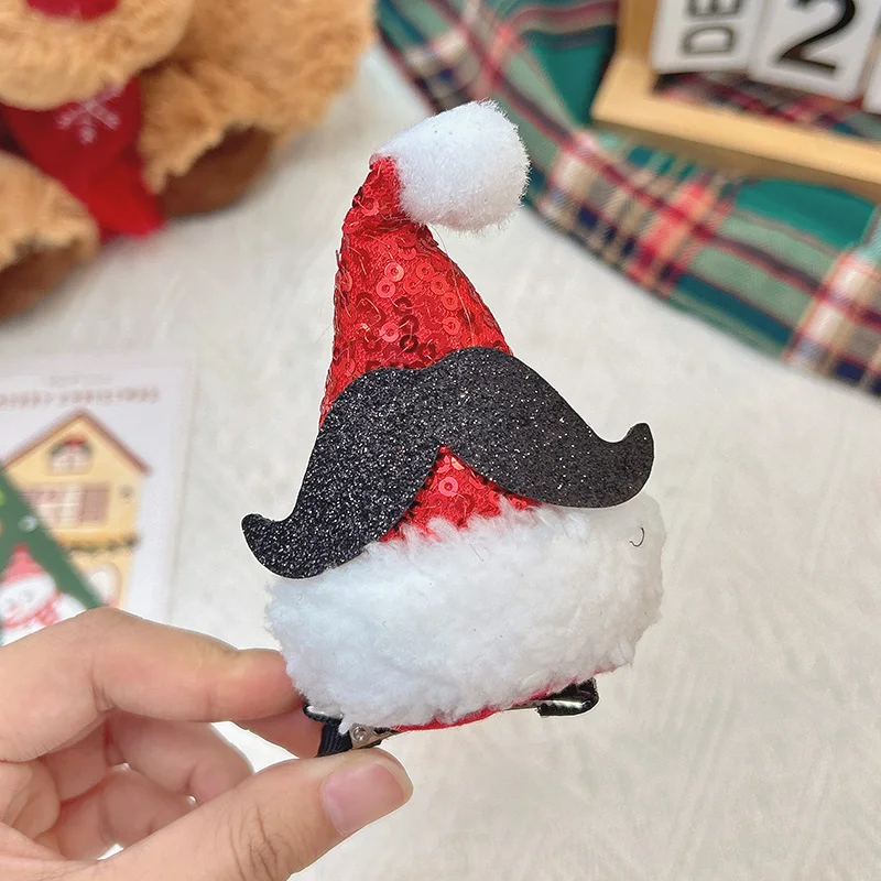 Sequined mustache hat clip