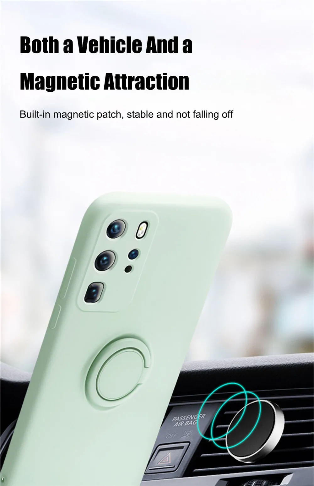 Liquid Silicone Case With Magnetic Ring Holder For Huawei And Honor_voghion.com