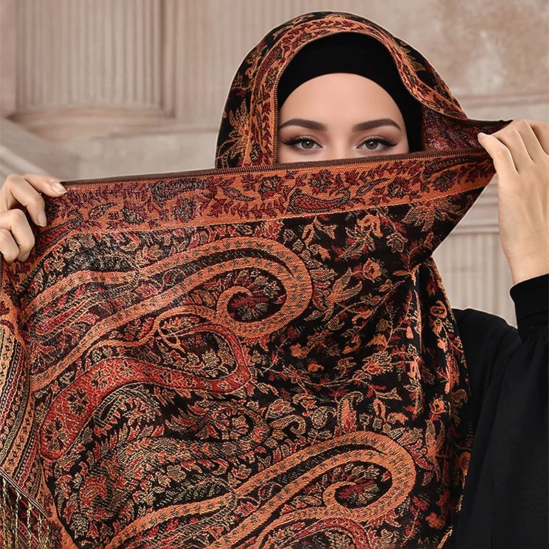Muslim Paisley Hijab Pashmina Scarf Winter Shawl Kashmiri Women