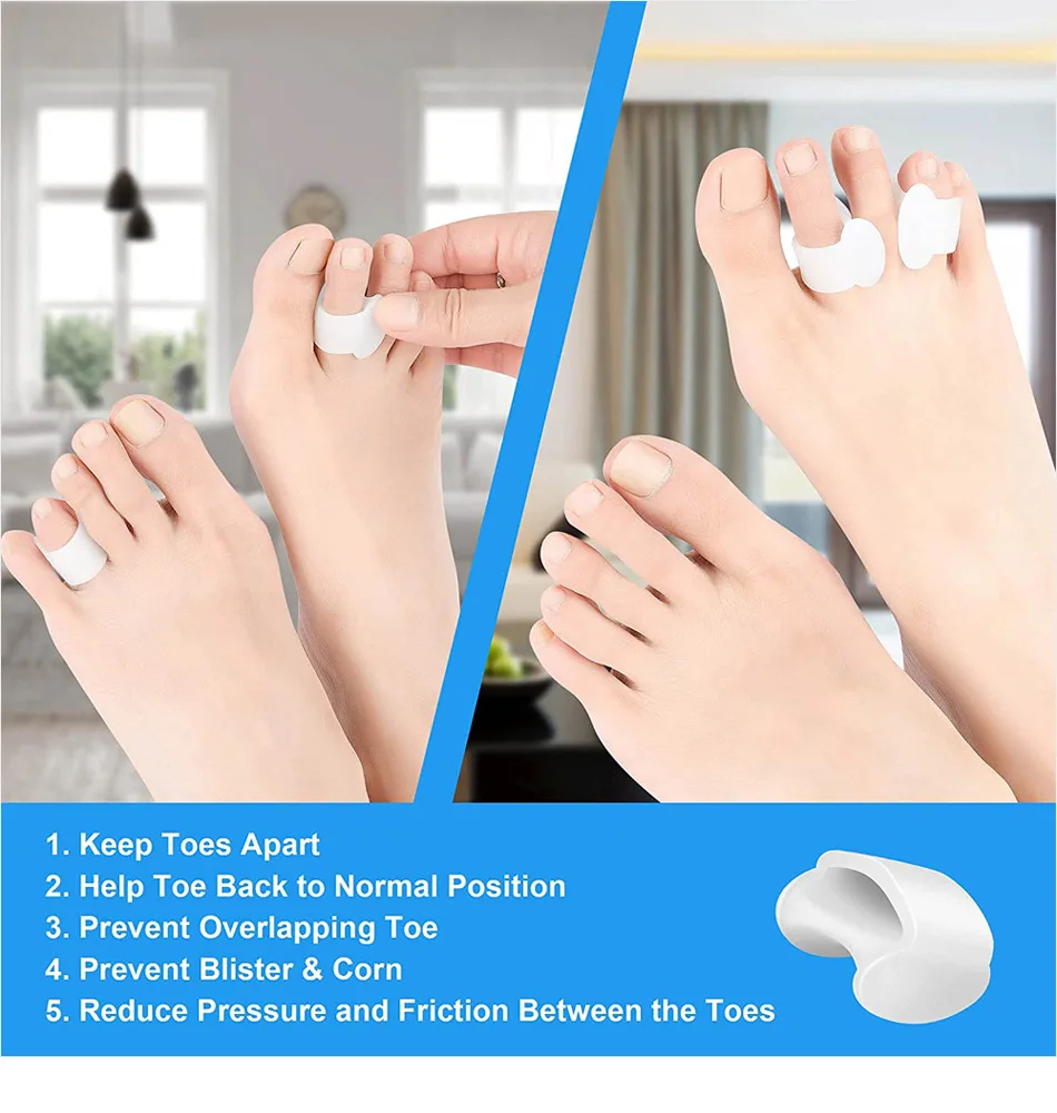 Toe Separators Finger Feet Protector 2pcs Gel Toe Separator Pinky Toe Spacers Little Toe Cushions for Preventing Rubbing Tool