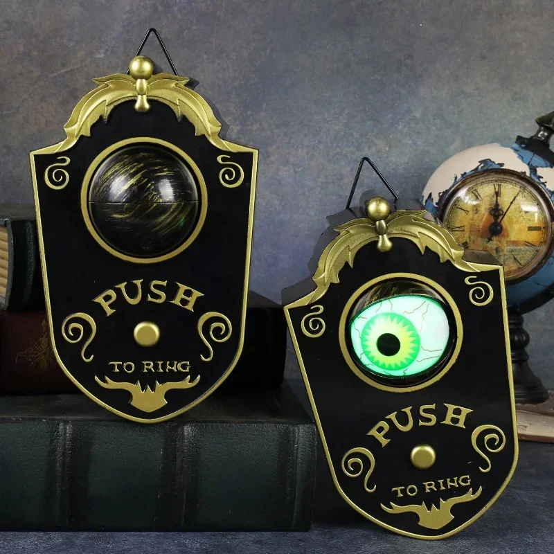 

Luminous Hanging Doorbell Haunted Decorations Glowing Horror Props Creepy Eyes Doorbell with Sound Lights for Halloween
