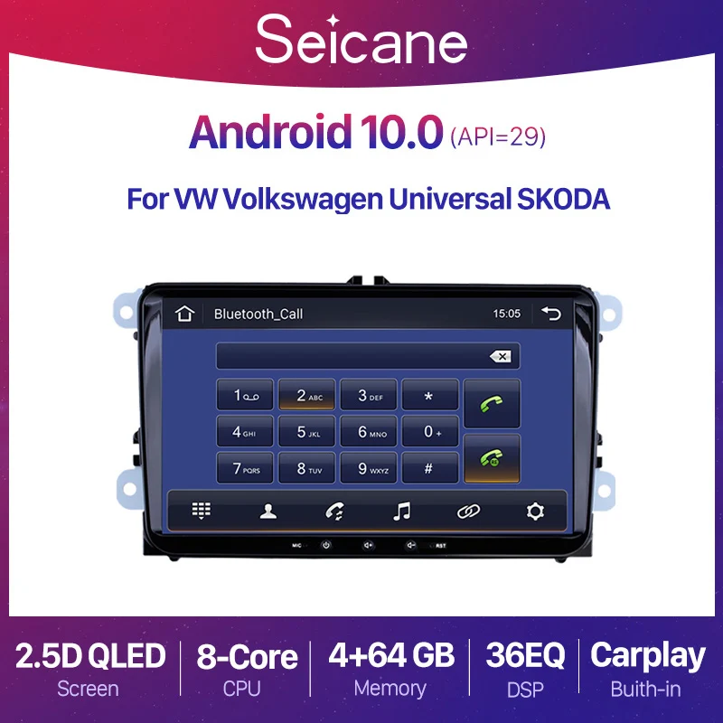 

Seicane RAM 2GB ROM 32GB 9 inch Android 10.0 Car Radio GPS Multimedia player For VW/Volkswagen/Golf/Tiguan/Passat QLED DSP