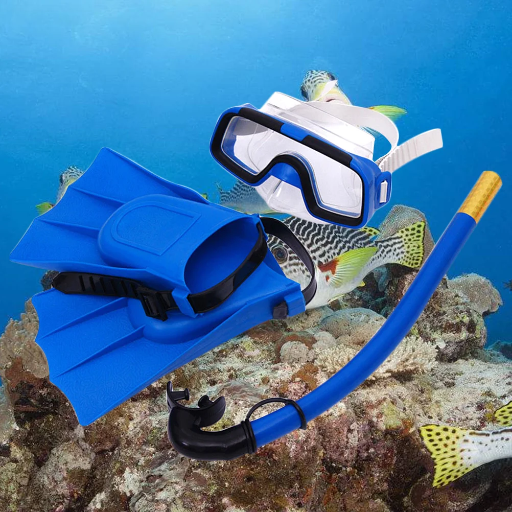 3pcs Durable Blue Adjustable Children Diving Glasses Scuba Snorkeling Set 