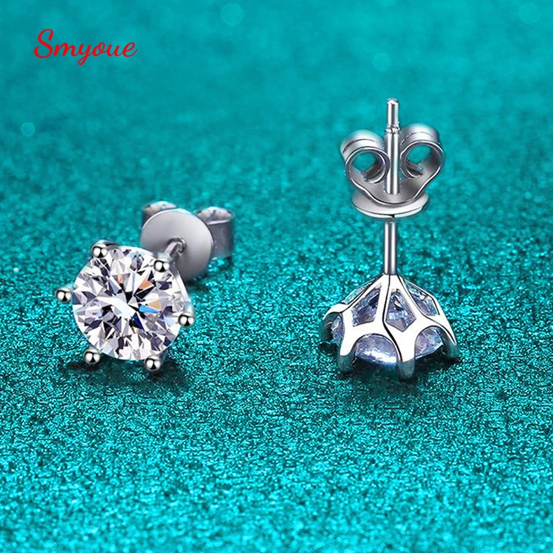 0.6ct Moissanite Stud Earrings 4mm VVS Clarity Diamond Stud Earrings For  Women Men Sterling Silver Solid Ear Studs Fine Jewelry